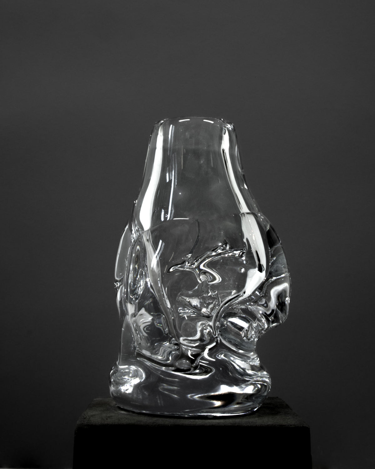 Hand-blown Glass Vase — top view highlighting clear glass texture