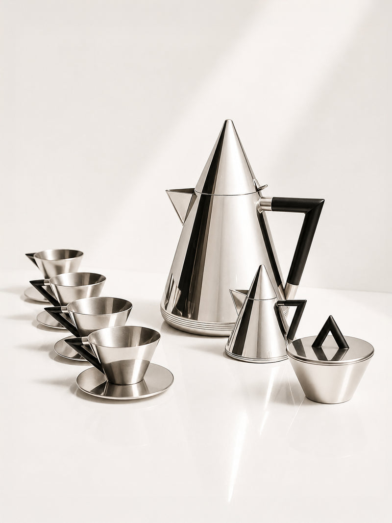 Geometric Art Deco Coffee Service with Bakelite Handles - 1930s by Dodo Vintage | The Oblist