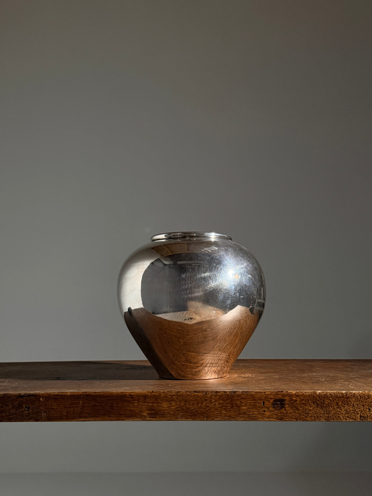 Silver-plated metal vase, Art Deco, France, circa 1930.  — detail view