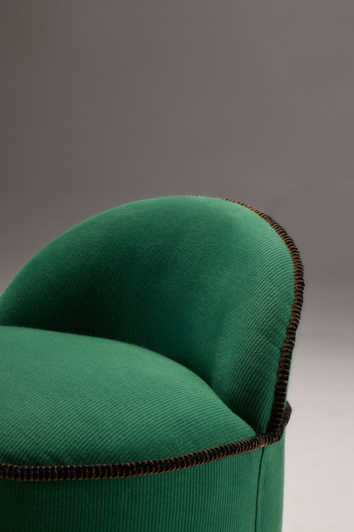 INFERI STOOL - CC'S REPP — top view of green corduroy seat