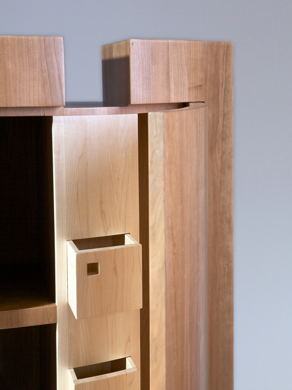 ARound Memory Cabinet — close-up of light wood drawer detail