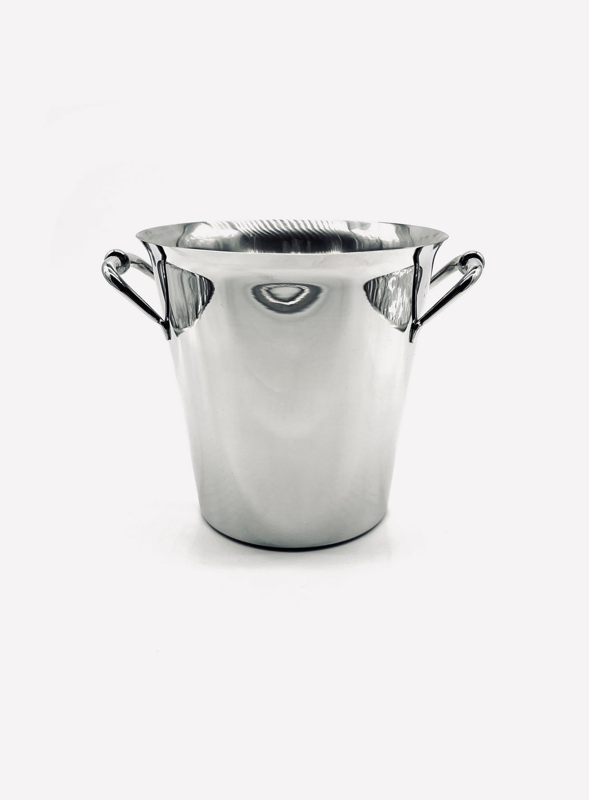Stainless steel champagne bucket with dual handles, vintage design