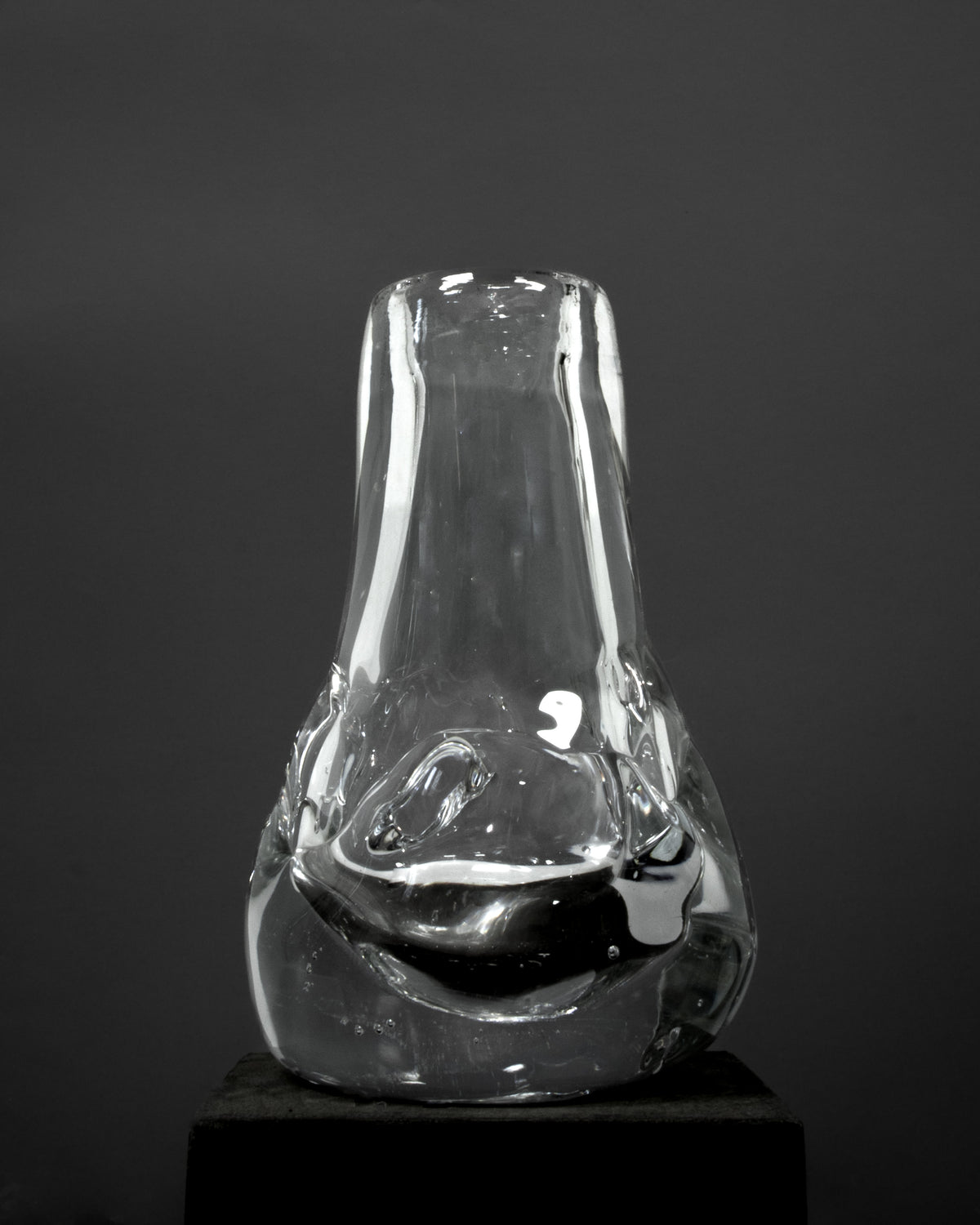 Drop Shaped Hand-blown Vase — close-up of clear glass texture