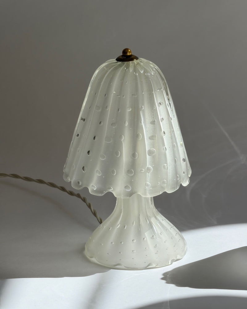 Vintage clear Murano glass table lamp — lifestyle setting
