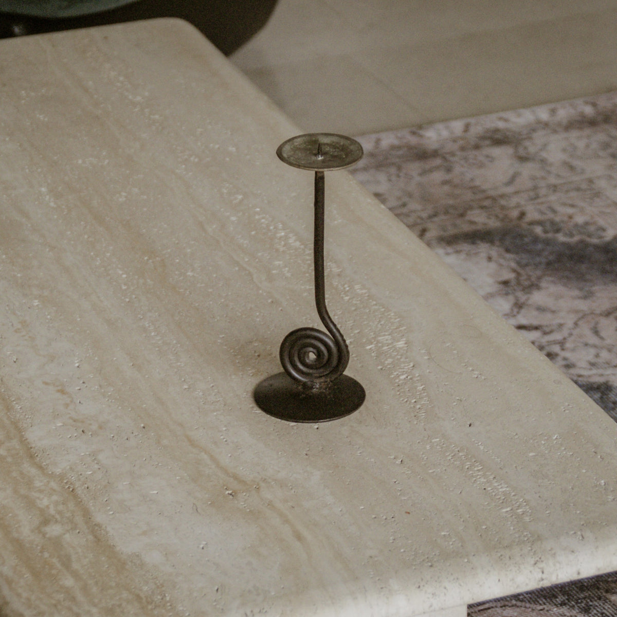 Swirl Cast Iron Candle Holder — lifestyle setting