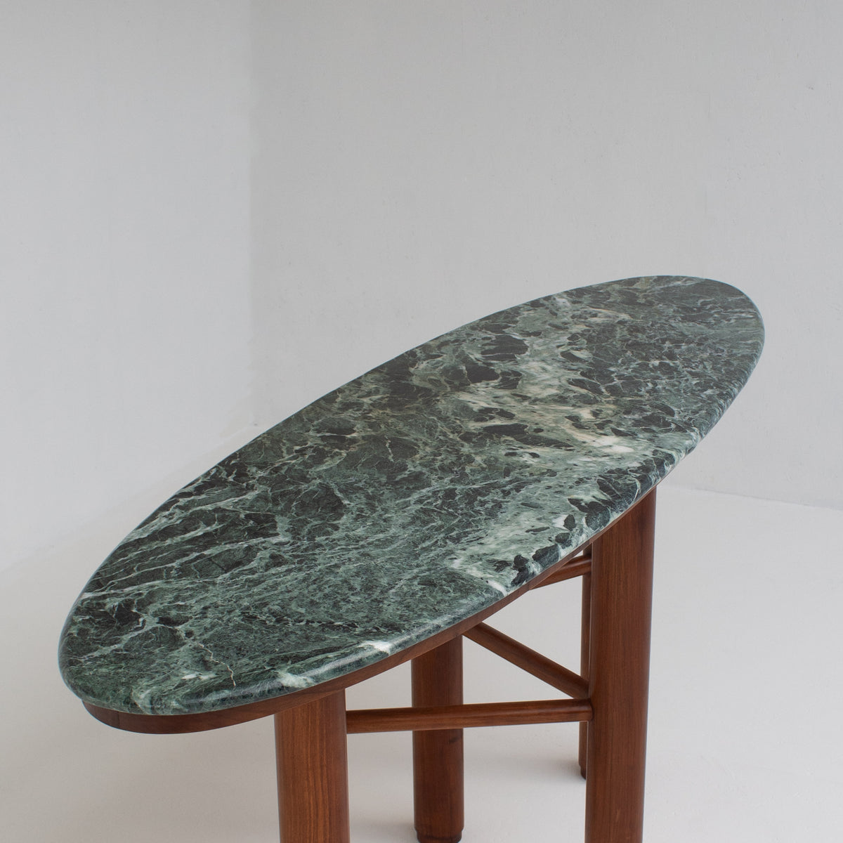 Mid Century Italian Side Table/Console with Green Marble Top — in context