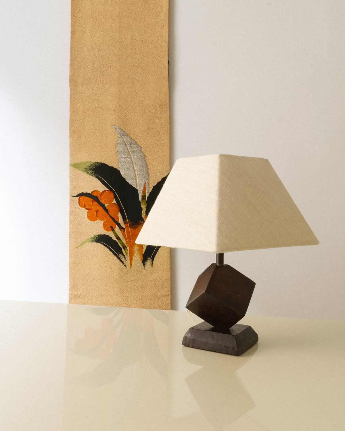 Geometric Wood Lamp France 1950s — lifestyle setting