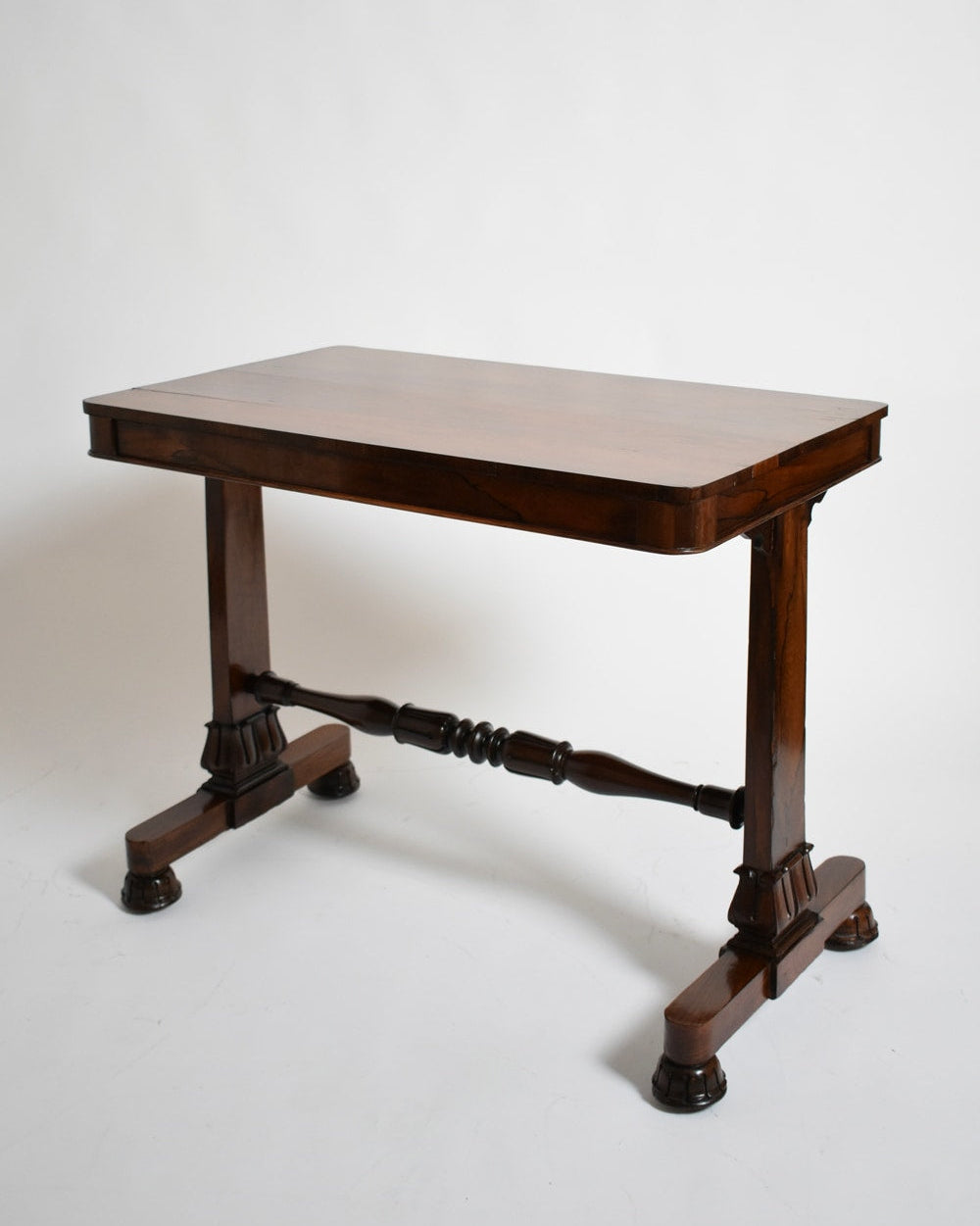 Victorian mahogany console table, 1910s — side angle showing sturdy legs