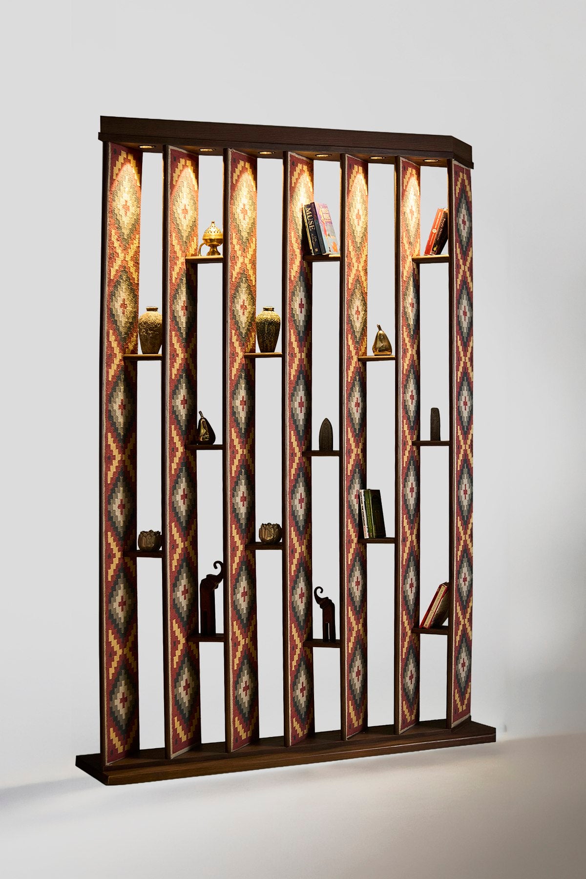 Sutradhar Room Separator - With Shelves — side angle