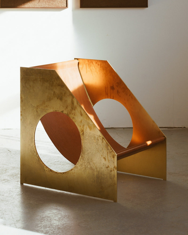 Brass Hublot Chair - Leather by LE CHATELIER | The Oblist