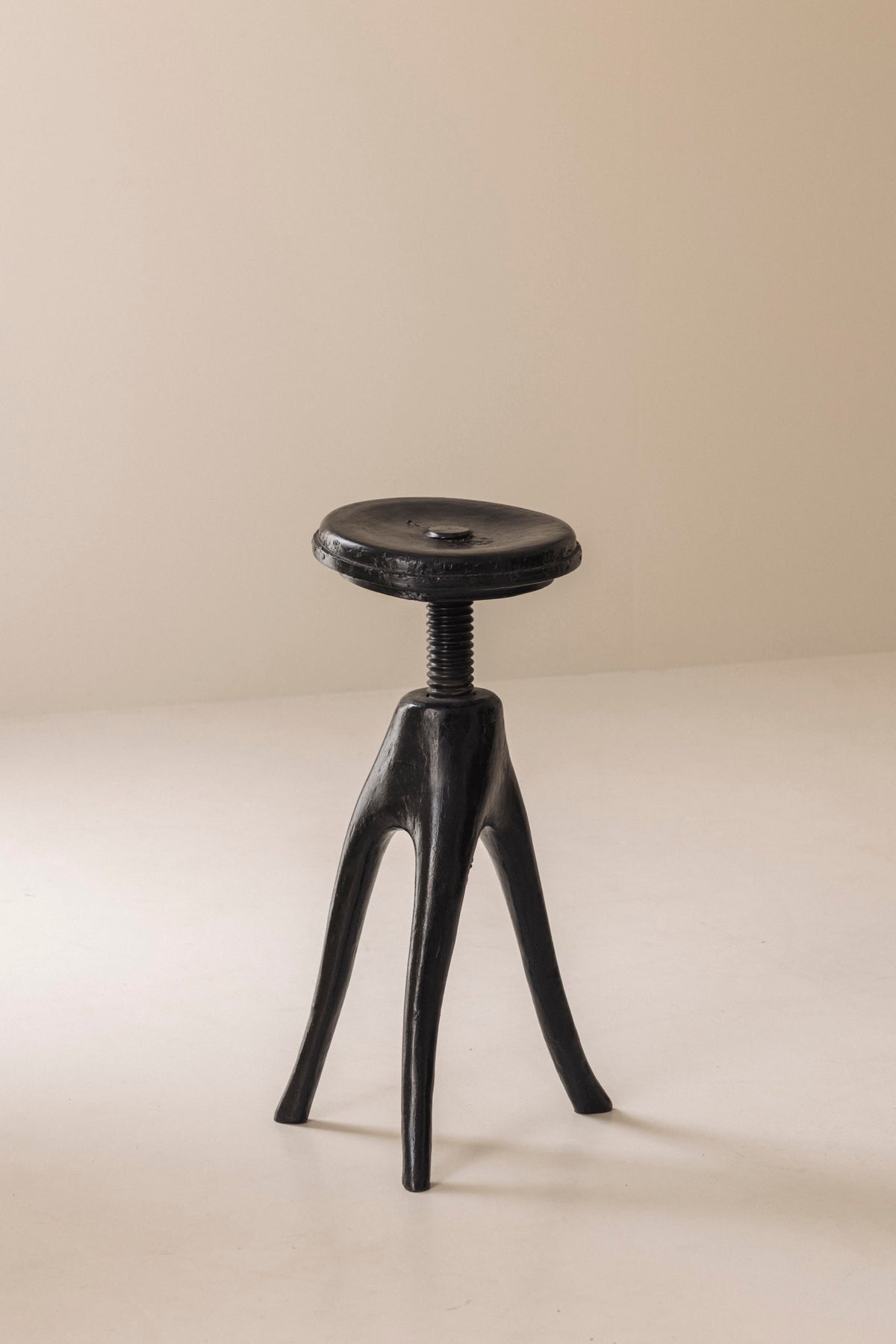 Danish Organic Tripod Stool with Adjustable Seat, Early 20th Century — alternate view