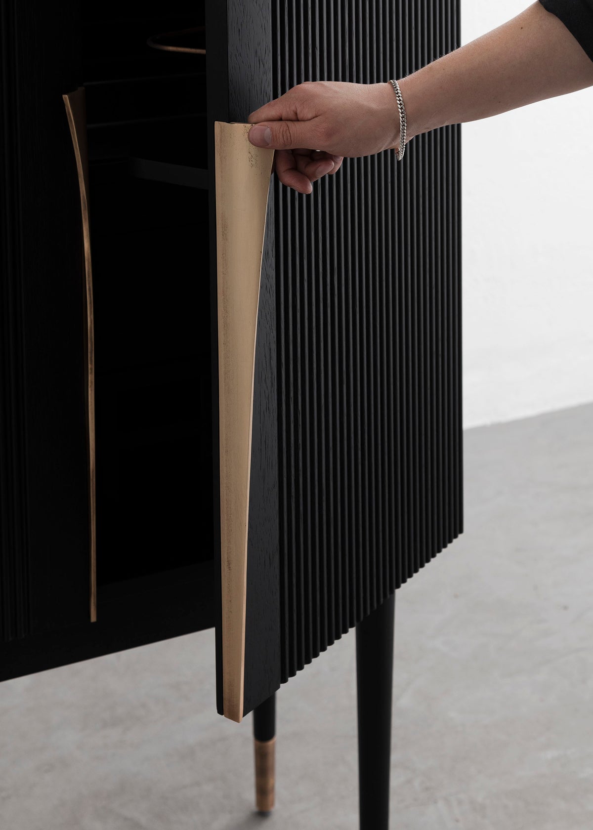 PERFIDIA_01 Bar Cabinet in Solid Wood and Casted Bronze Details — alternate view