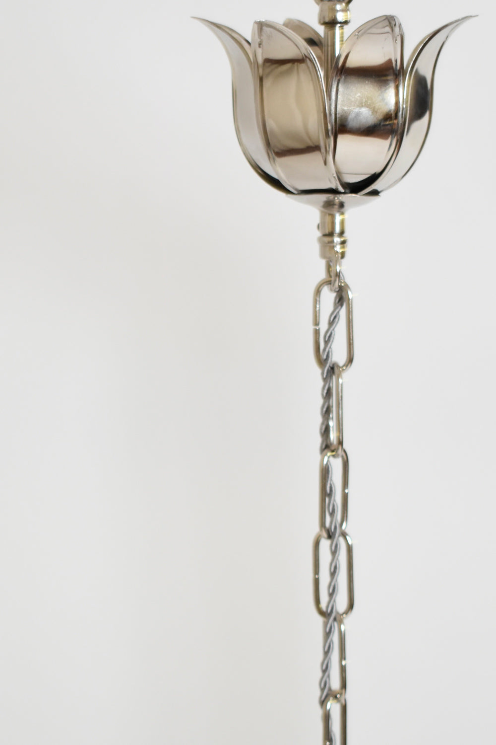 Granada 20cm Nickeled Brass and Opaline Pendant Lamp — close-up