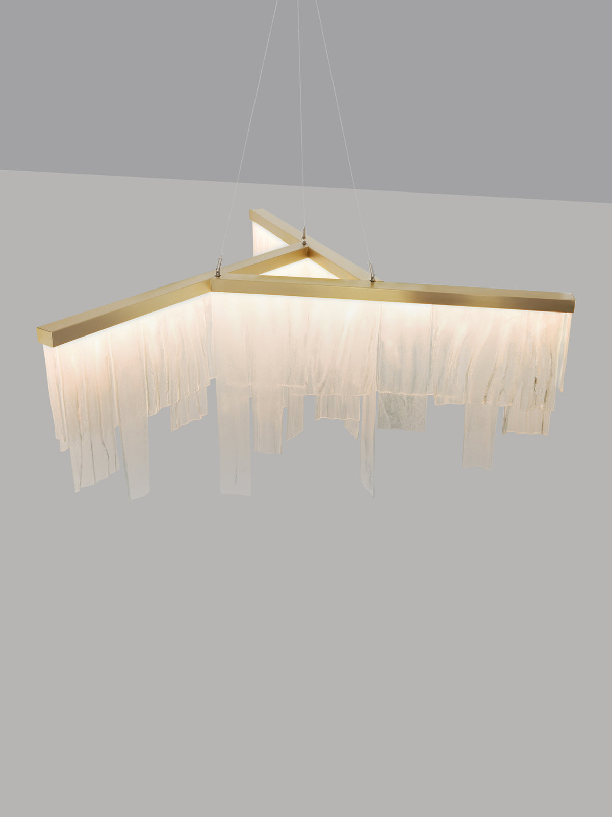 CASCATA Chandelier With Ceiling Rose — top view highlighting translucent glass panels