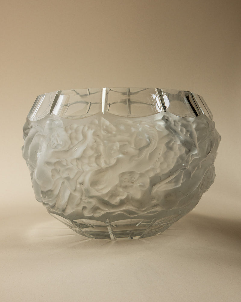 “Bacchus” Crystal Globe Vase with Grapes & Nymphs in Relief | Attr. René Lalique by Trove Paris | The Oblist