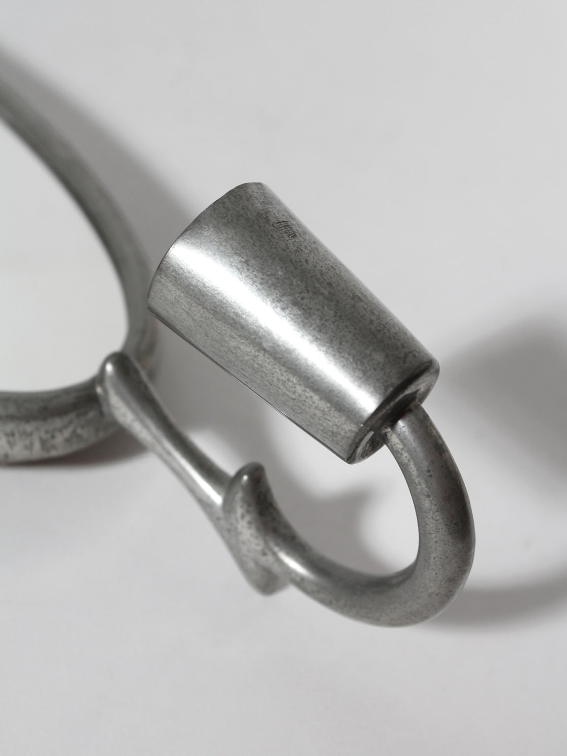 Art Deco Pewter Wall Mirror-Candle Holder, 1930s, Sweden — top view of pewter candle holder detail