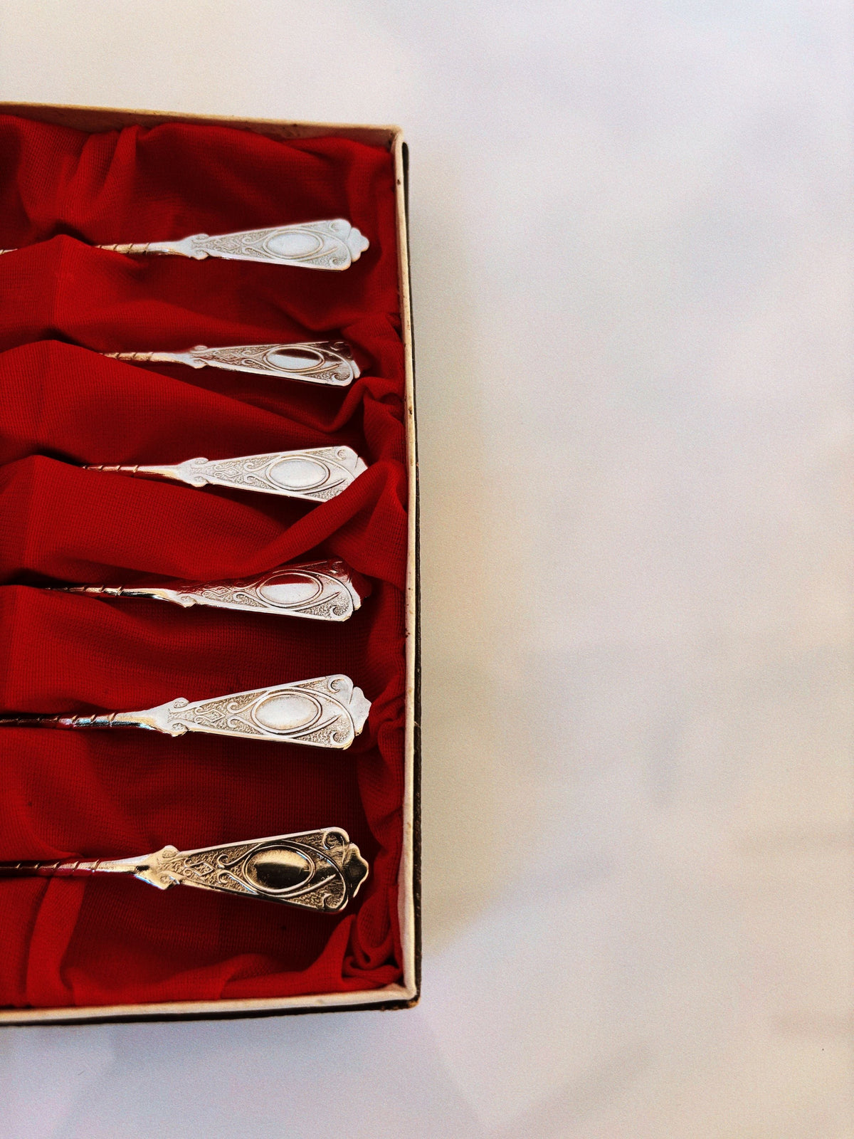 6 Silver Plated Tea Spoons, 1970's Poland — lifestyle setting