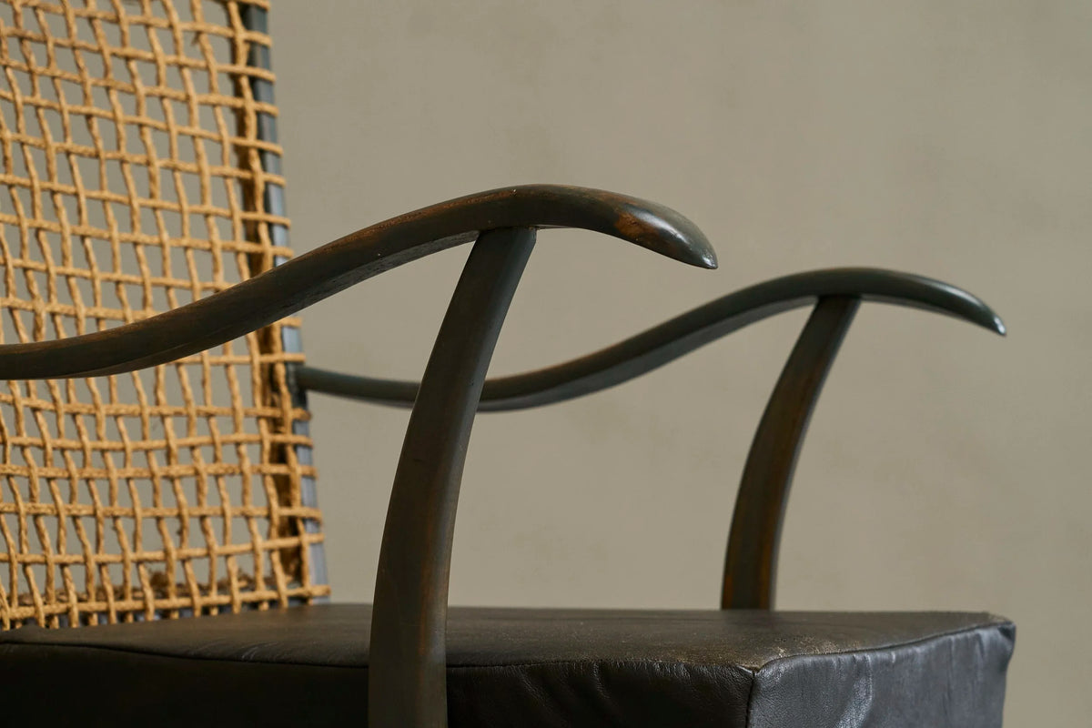 Bas van Pelt Lounge Chair in Solid Wood and Rope, The Netherlands, 1940s — lifestyle setting