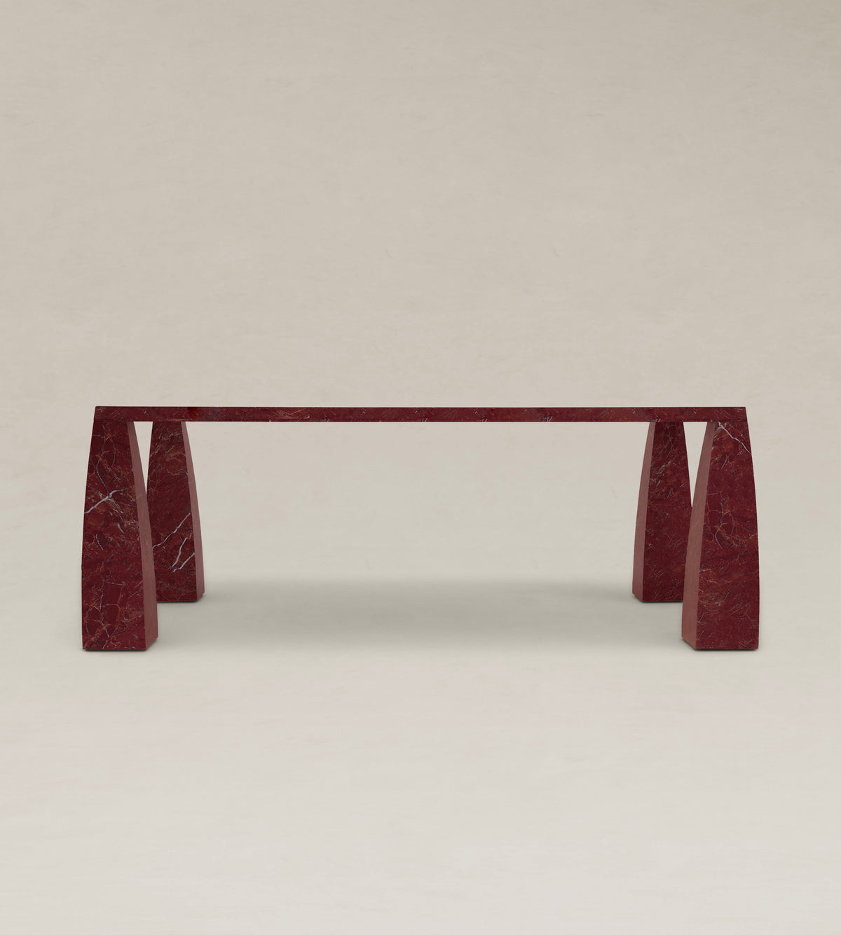 Khram Dining Table by AÈDE Studios | The Oblist — red marble, modern design