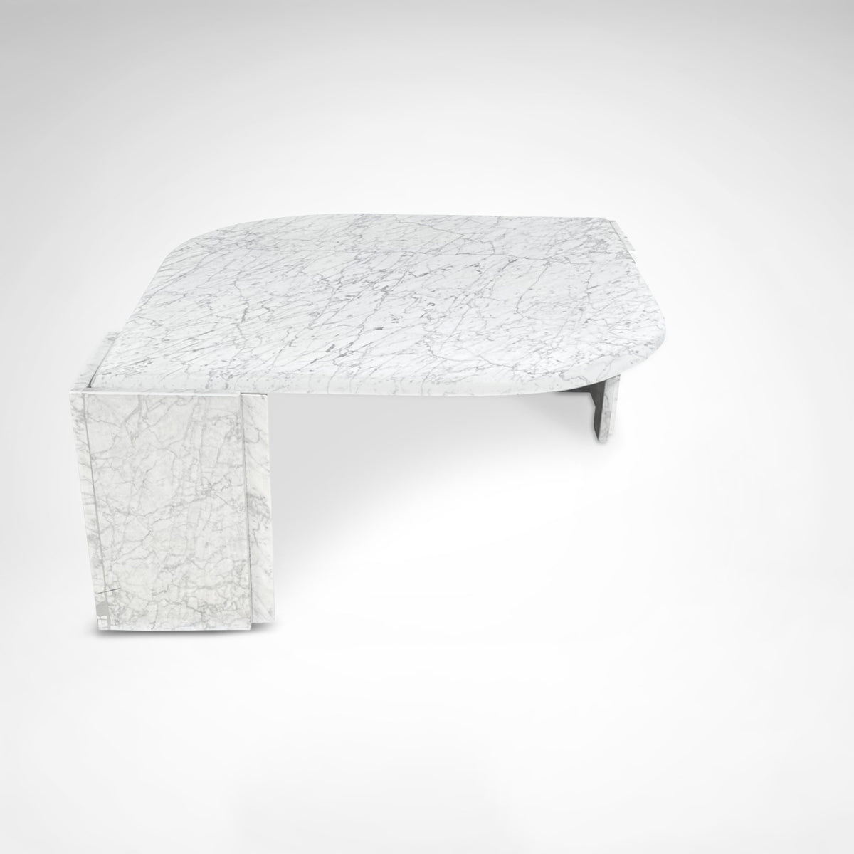 Carrara Marble Teardrop Coffee Table Germany 1980s — angled view highlighting marble texture