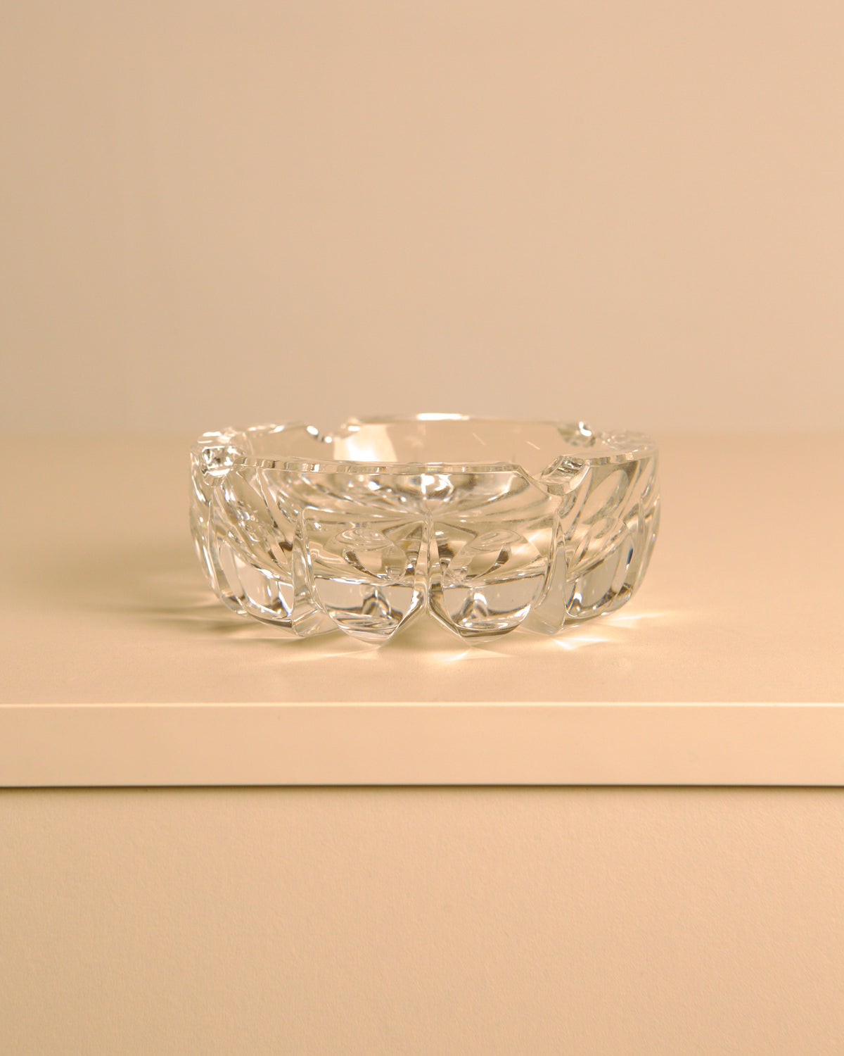 "Ambassadeur" clear crystal ashtray by Saint-Louis, 1970s — side angle