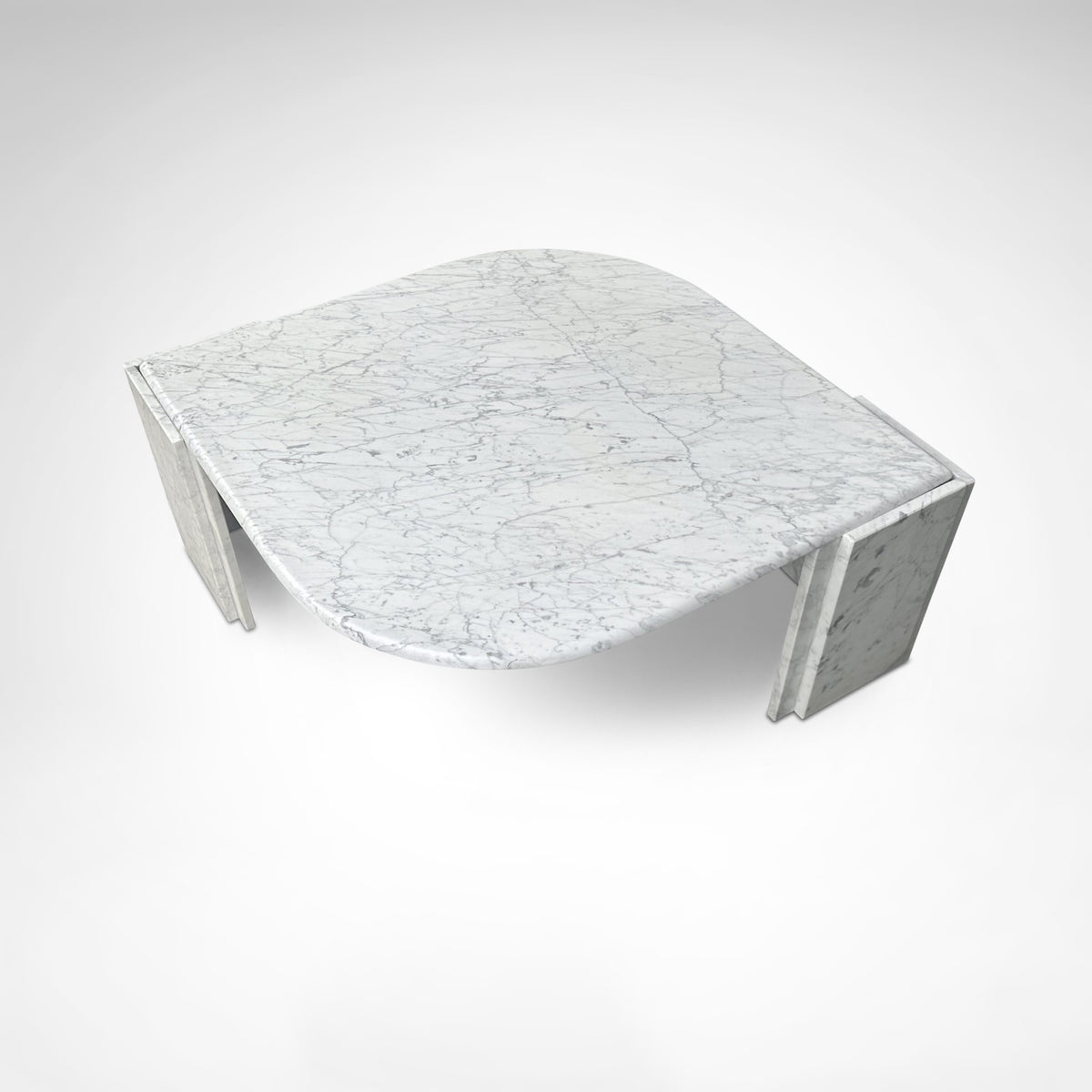 Carrara Marble Teardrop Coffee Table Germany 1980s — top view of marble surface