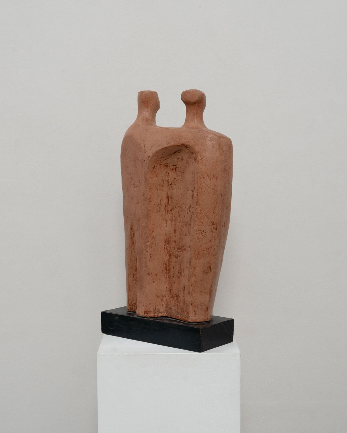 Terra cotta figurative sculpture with dual necks by Eugen Clermont