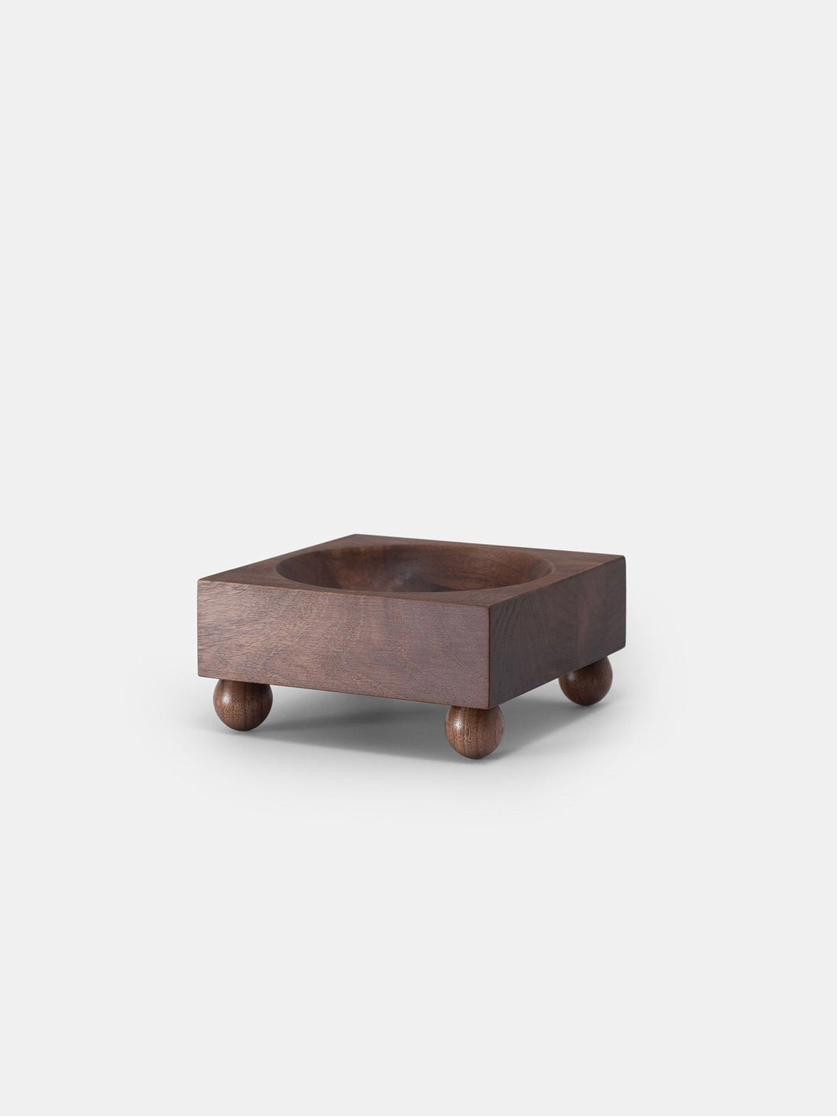 Tray 01 Walnut — side angle showing handcrafted wooden base