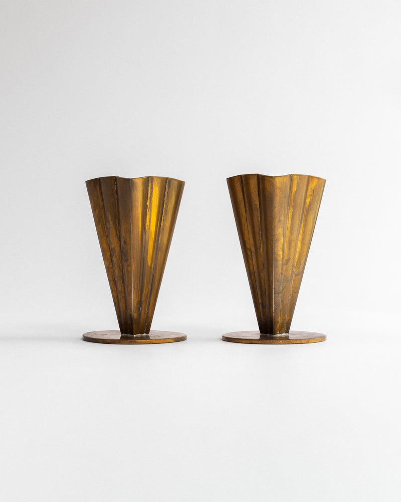 Pair of Scandinavian Modern Brass Vases, 1950s, Sweden by Spigel | The Oblist