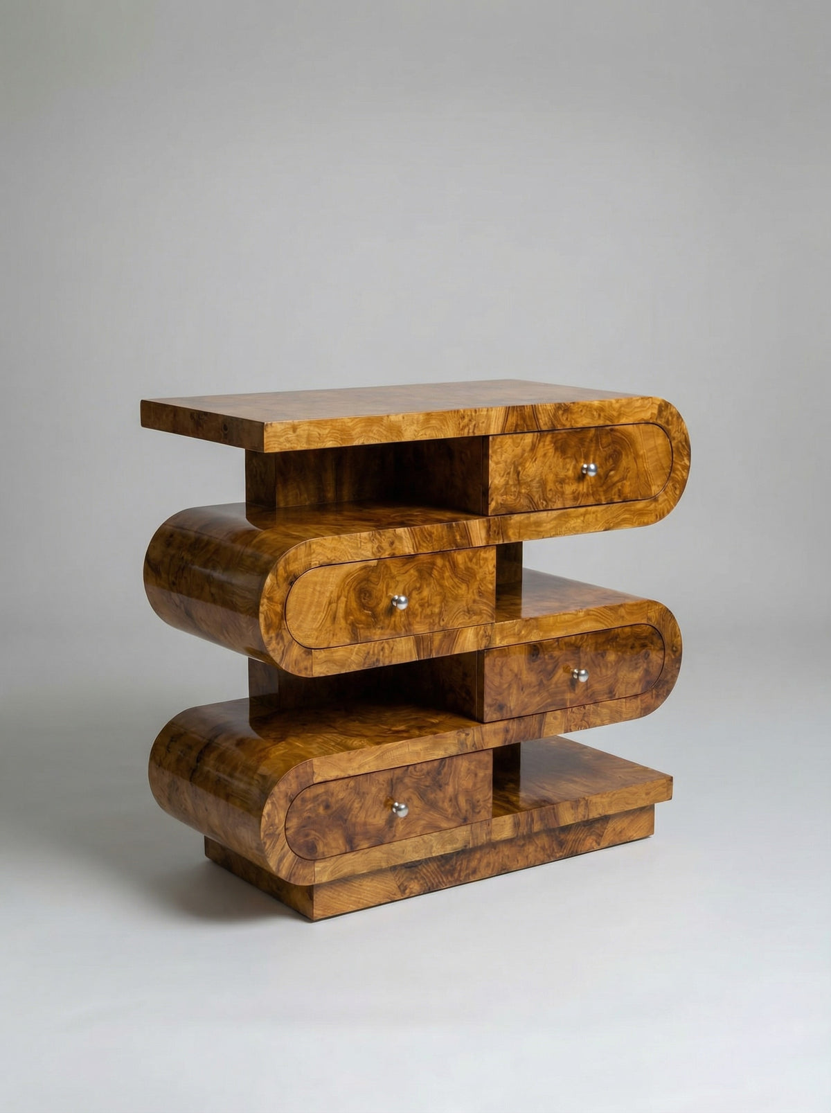 'Hebi Drawers' Olive Burl Wood Console — detail view