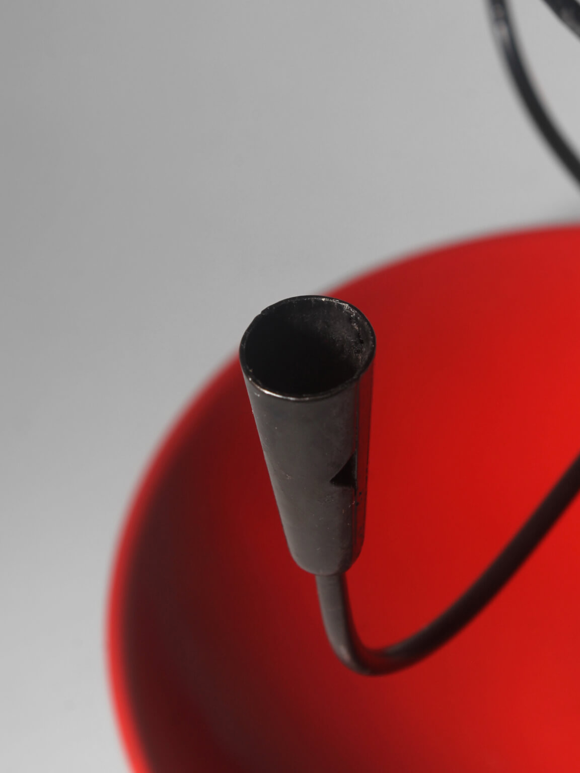 Gunnar Ander Mid-Century Vibrant Red And Black Candelabra, Ystad Metall — close-up