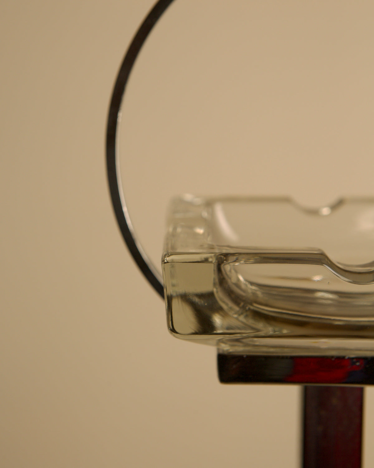 Italian Crystal Ashtray on a Chromed Metal Stand, 1950s — back view highlighting clear glass and metal details