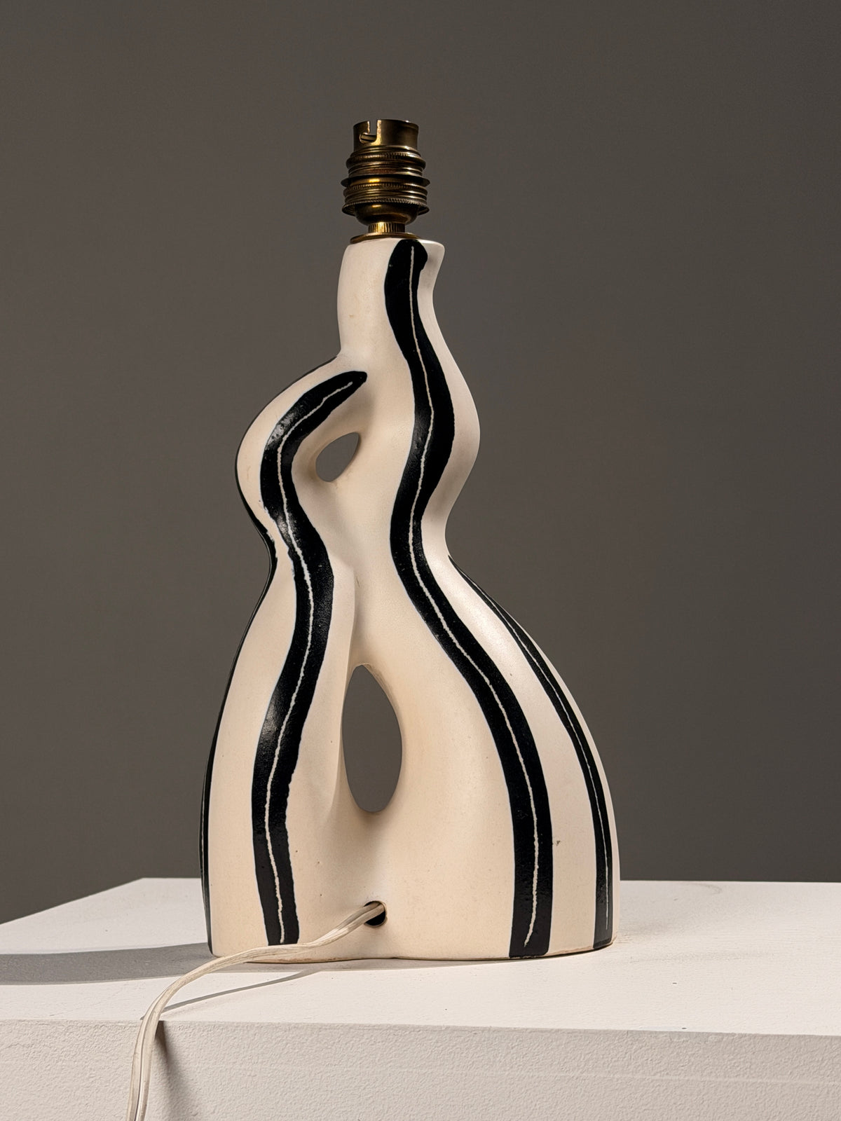 Rare zoomorphic ceramic table lamp, Vallauris, circa 1950 — lifestyle setting
