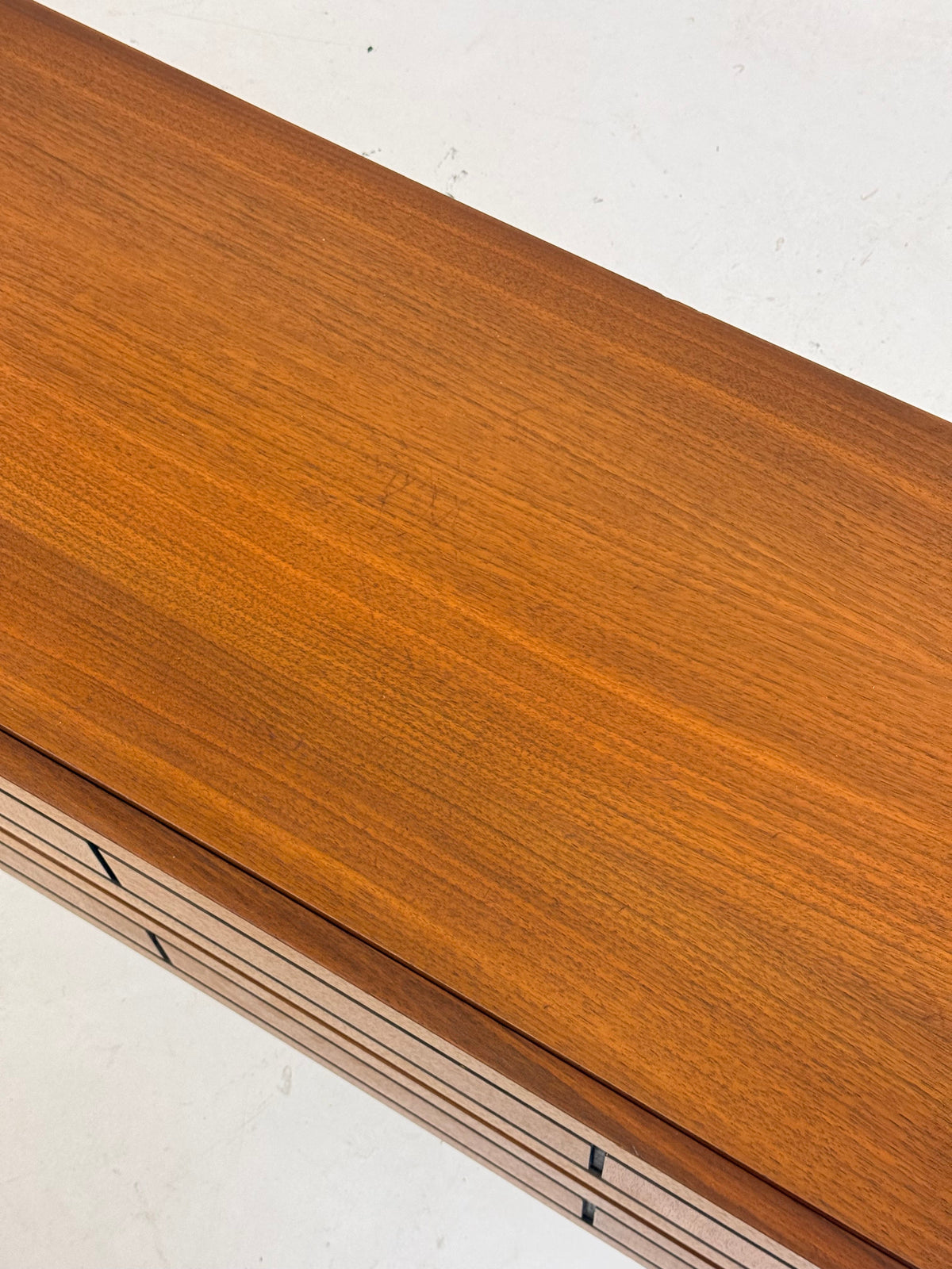 Low Italian wooden sideboard with graphic black lines — view 9