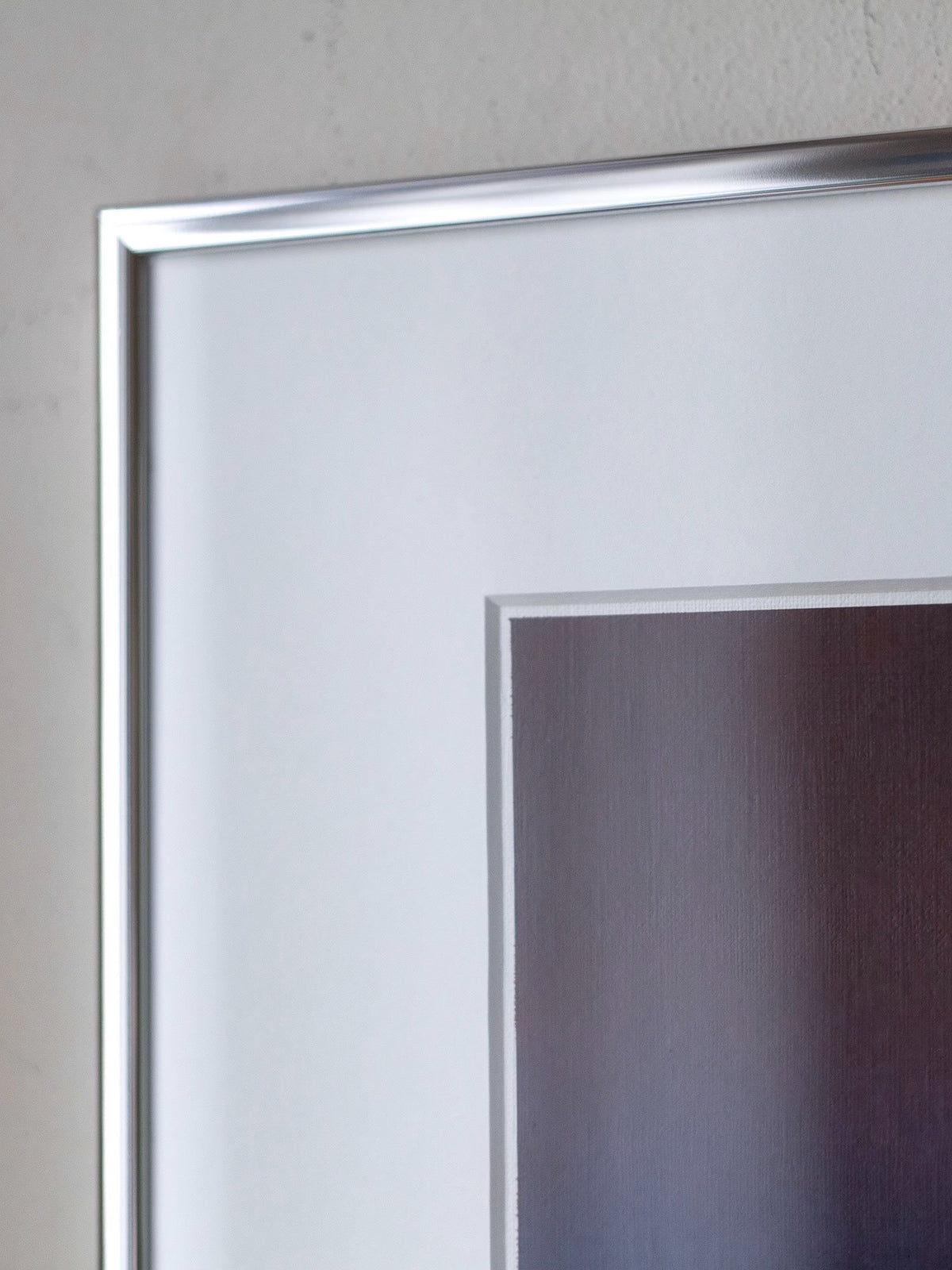 Silver frame corner detail of Untitled 2025 painting by Rebecca von Matérn