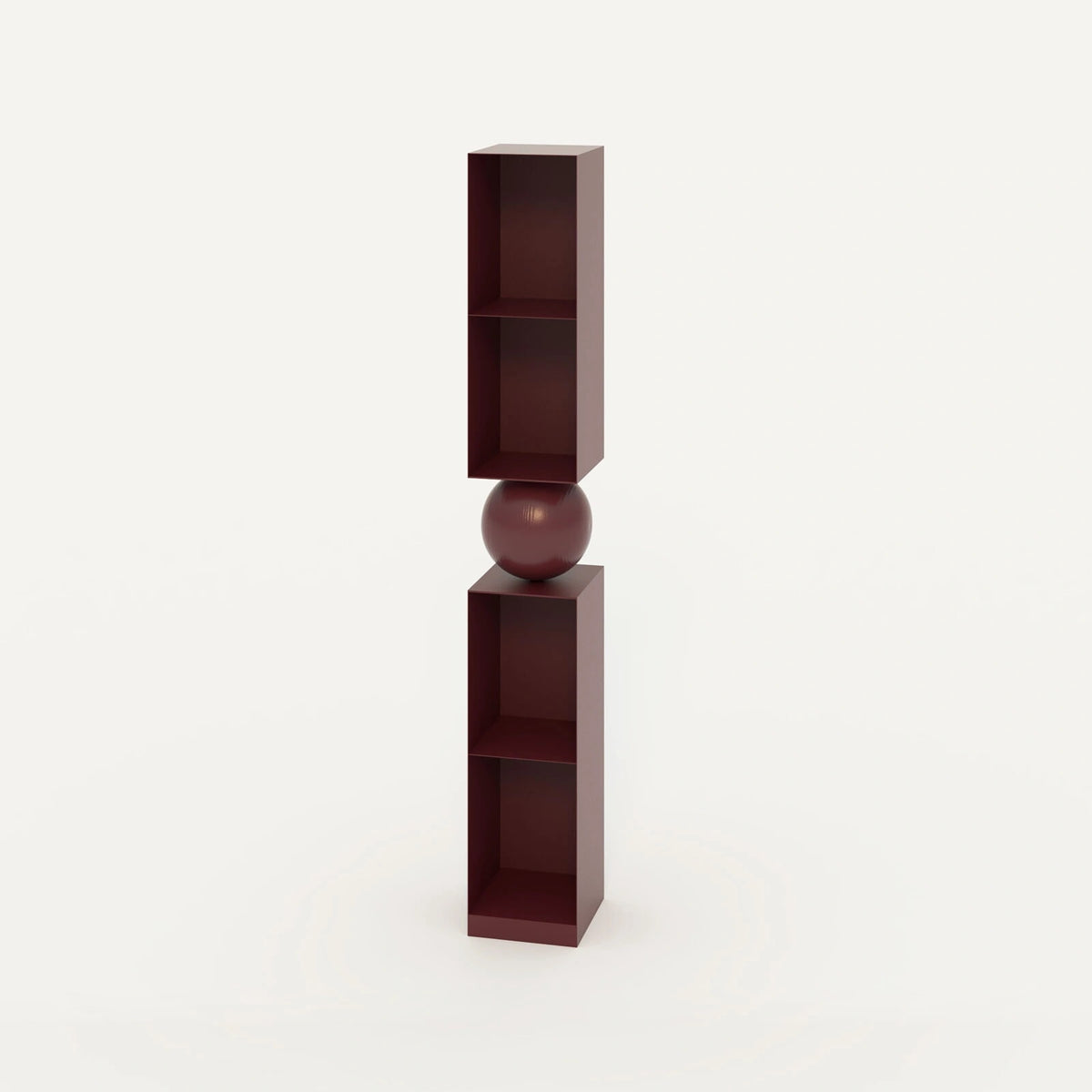 Pecan' Long Shelf — front view showing deep burgundy finish and round detail