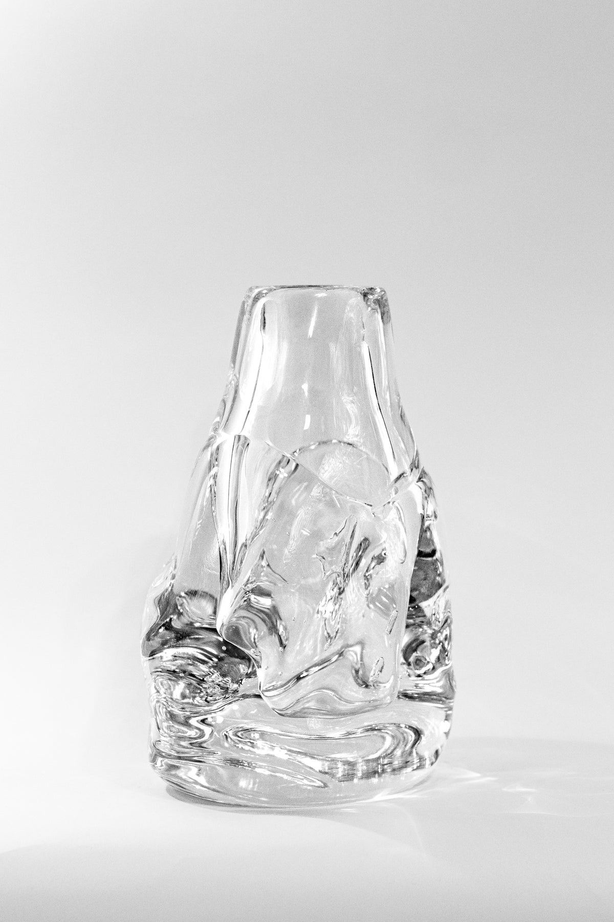 Hand-blown Glass Vase — front view with clear glass texture