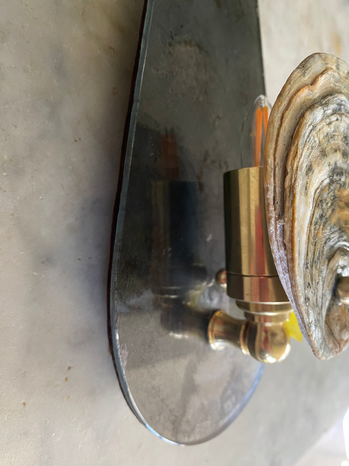 Tear Drop Wall Light in Glass and Brass — close-up