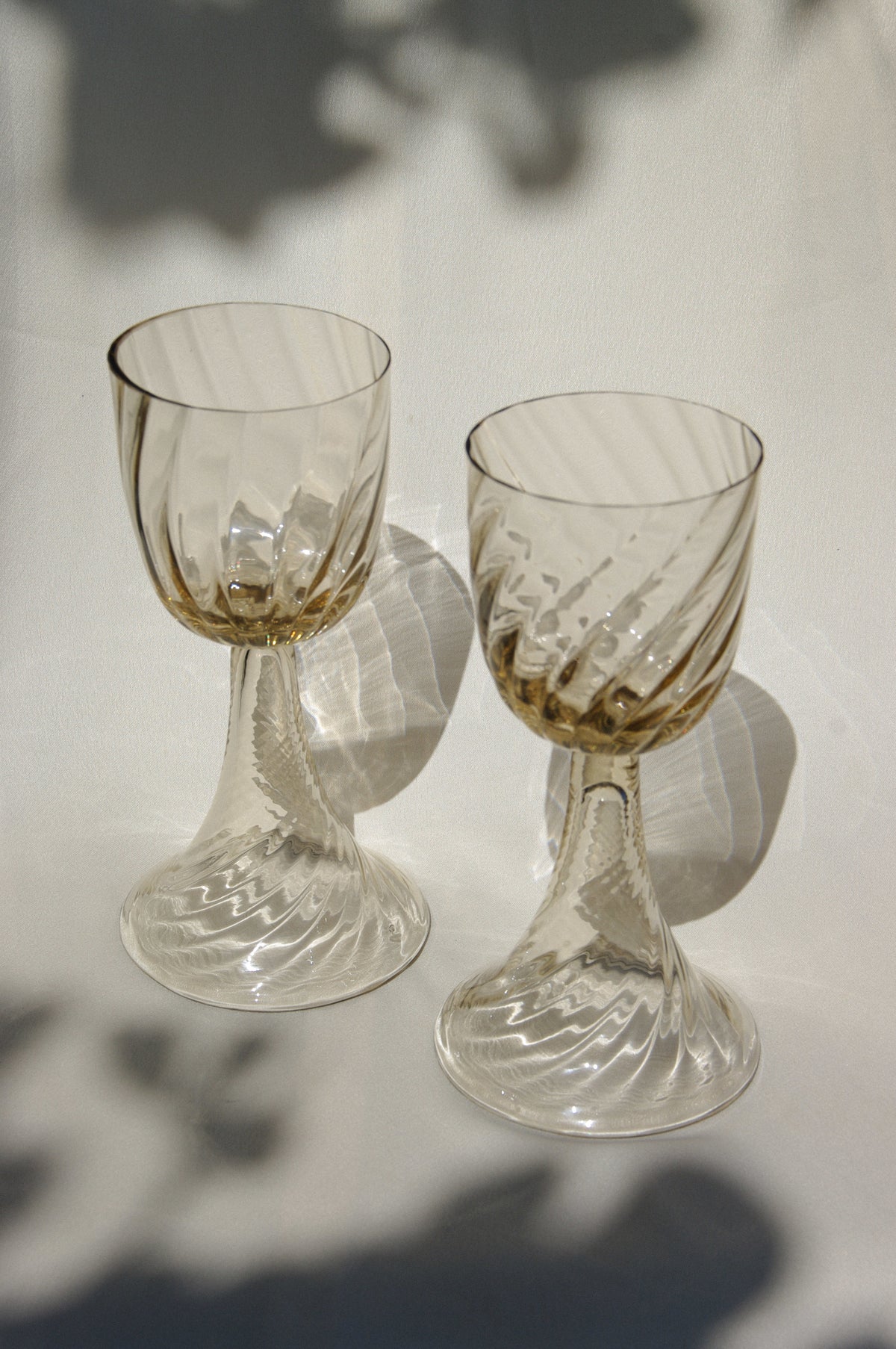 Pair of Mouthblown Wine Goblets in glass by Lucie Claudia Podrabska | The Oblist — handcrafted clear glass
