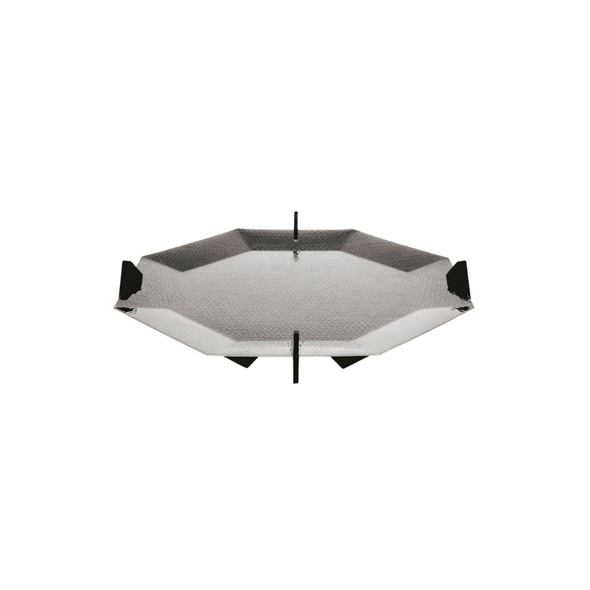 Silver Plated Tray — side angle showing textured surface and black accents