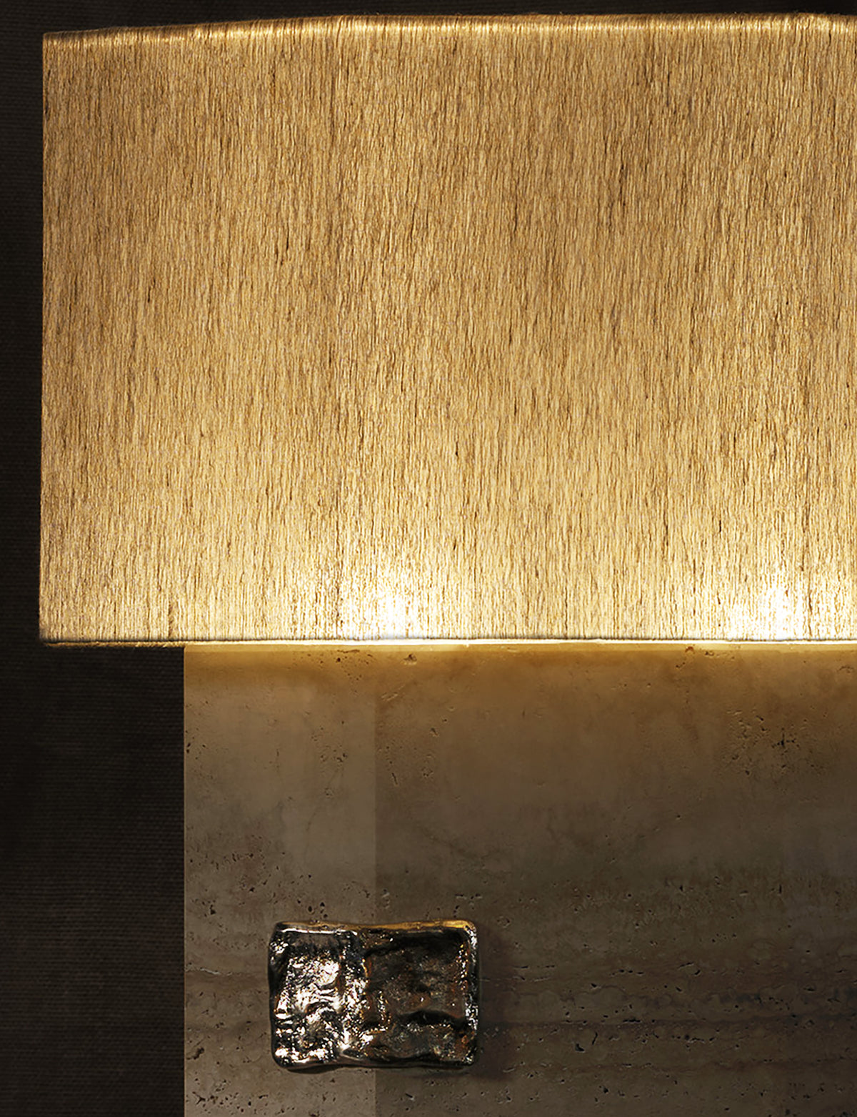 Ottavia travertine table lamp with textured golden shade detail