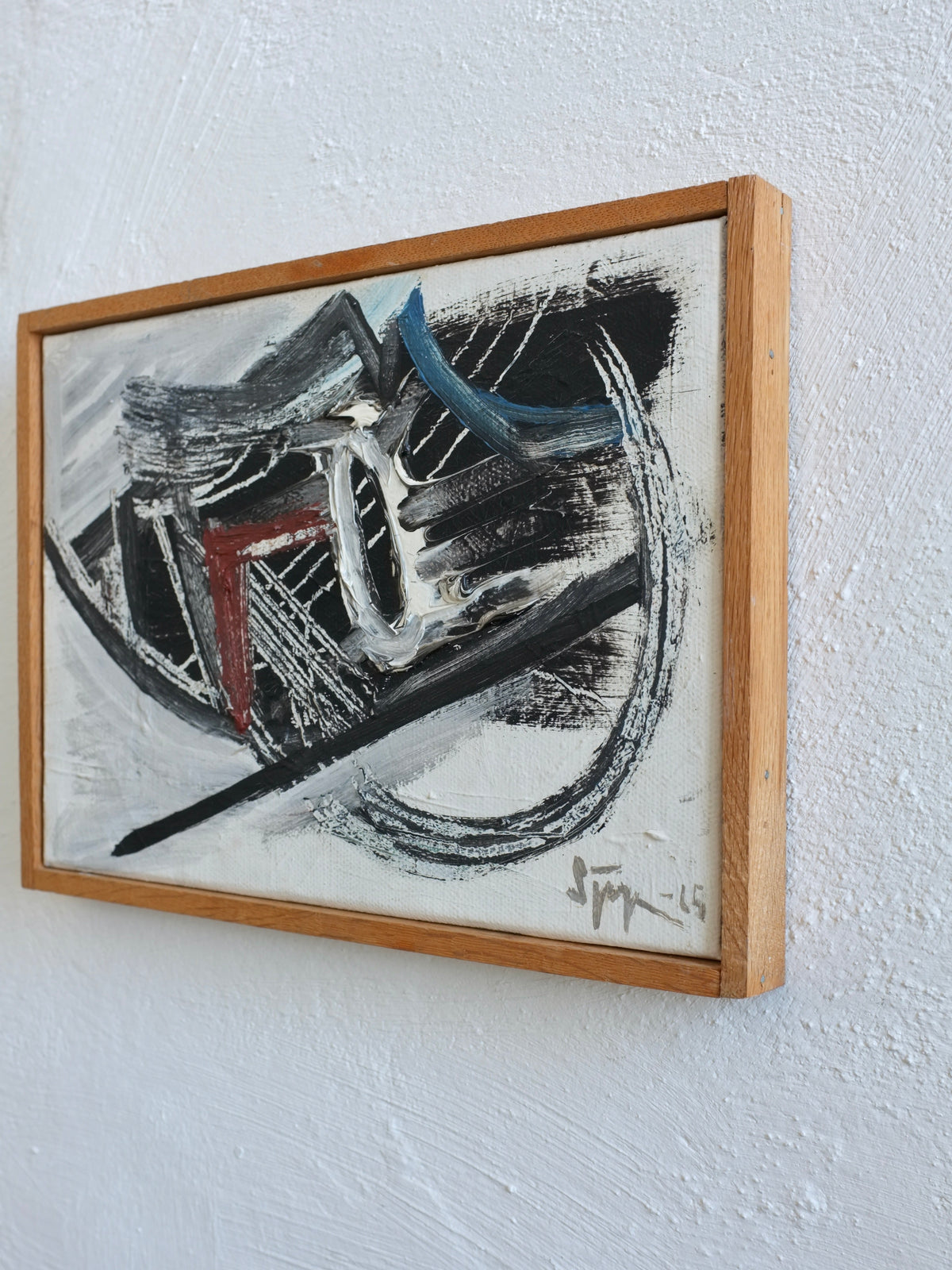 Lars Sjögren abstract oil painting with dynamic brushstrokes, 1965