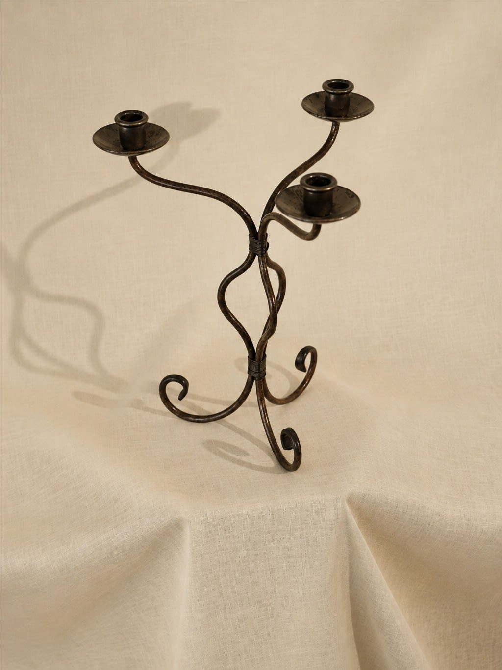Vintage Candle Holders in Iron — side angle