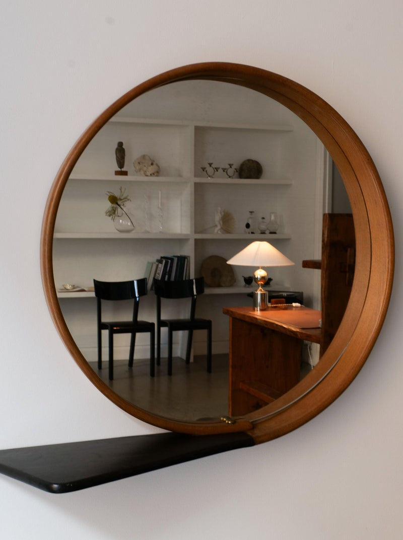 Swedish Modern Mirror with sleek wooden frame and minimalist design