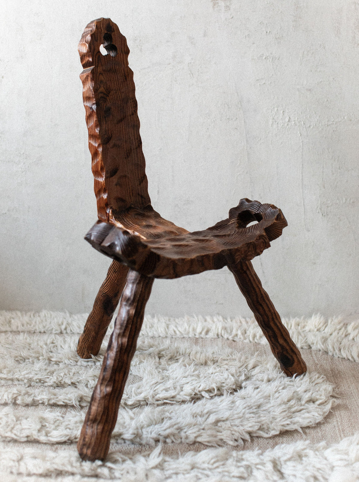 Contemporary Brutalist Chair with sculptural form and textured upholstery