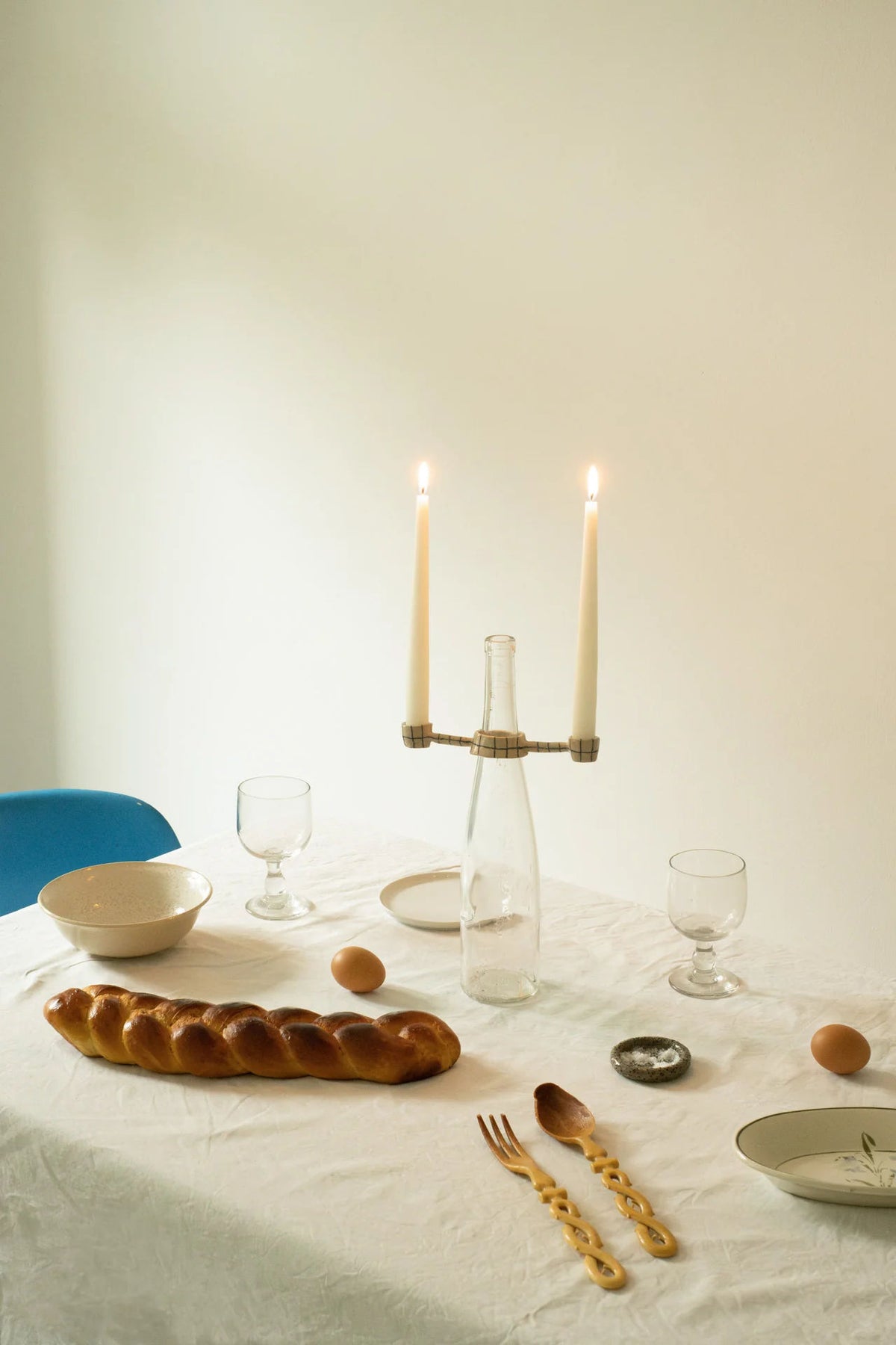 Beautiful handcrafted silver Odette candle holder with geometric design and intricate detailing