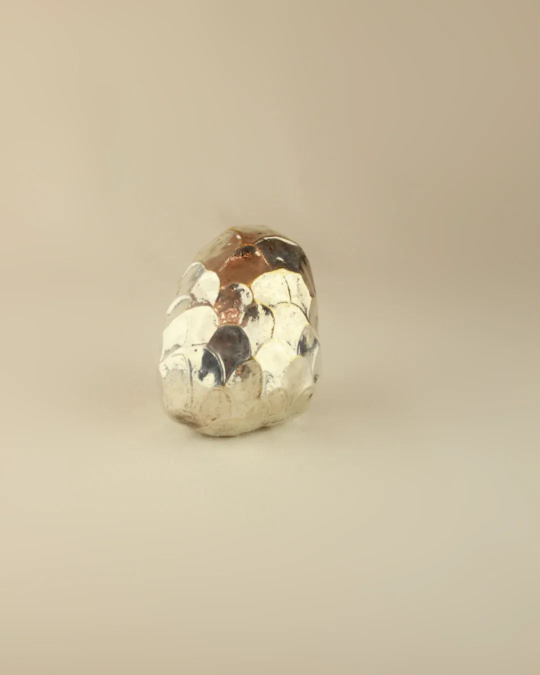  Artisanal silver custard apple ornament with lifelike texture and realistic appearance