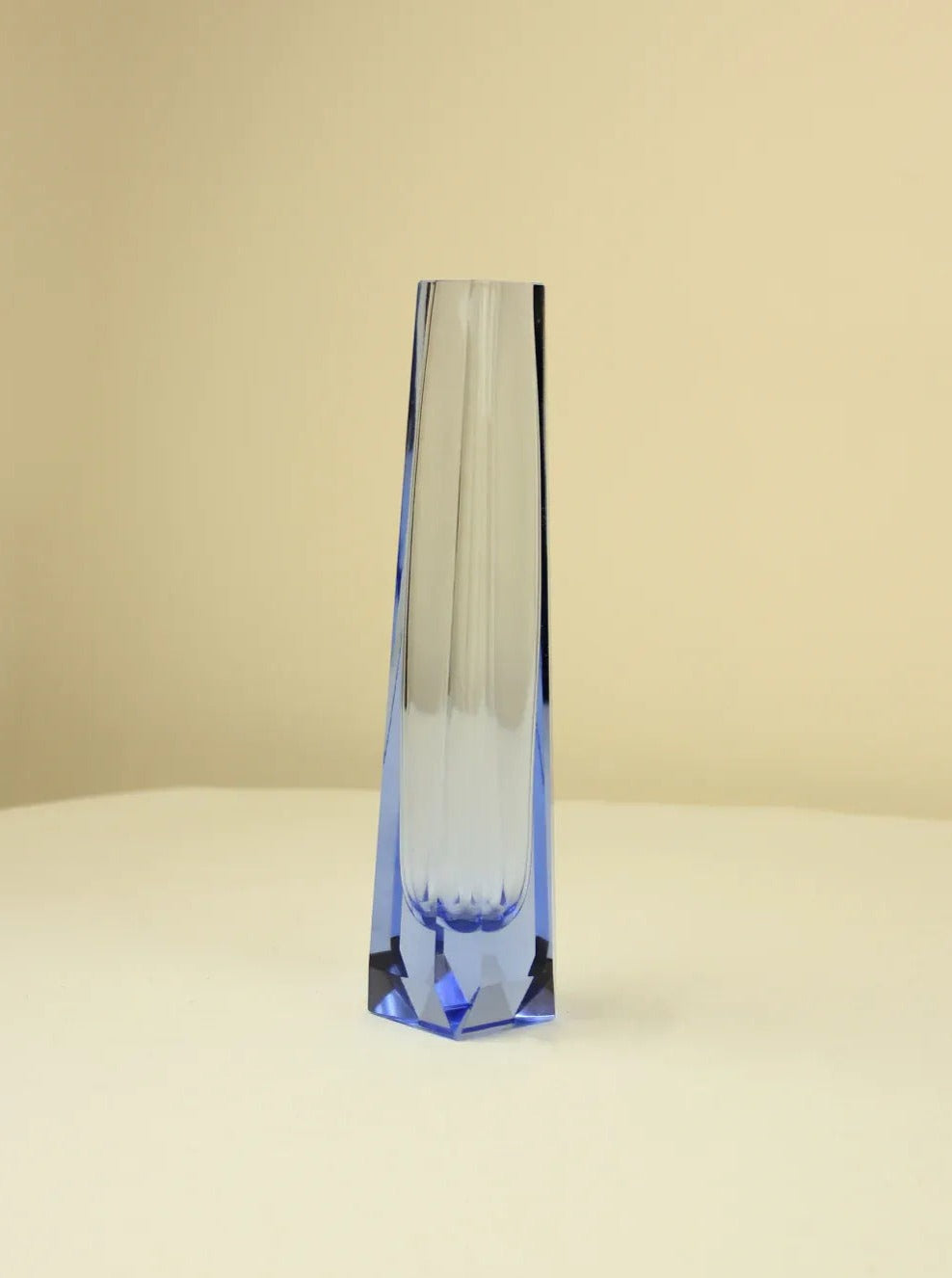 Tall and elegant Faceted Murano Vase featuring multi-colored glass with textured surface