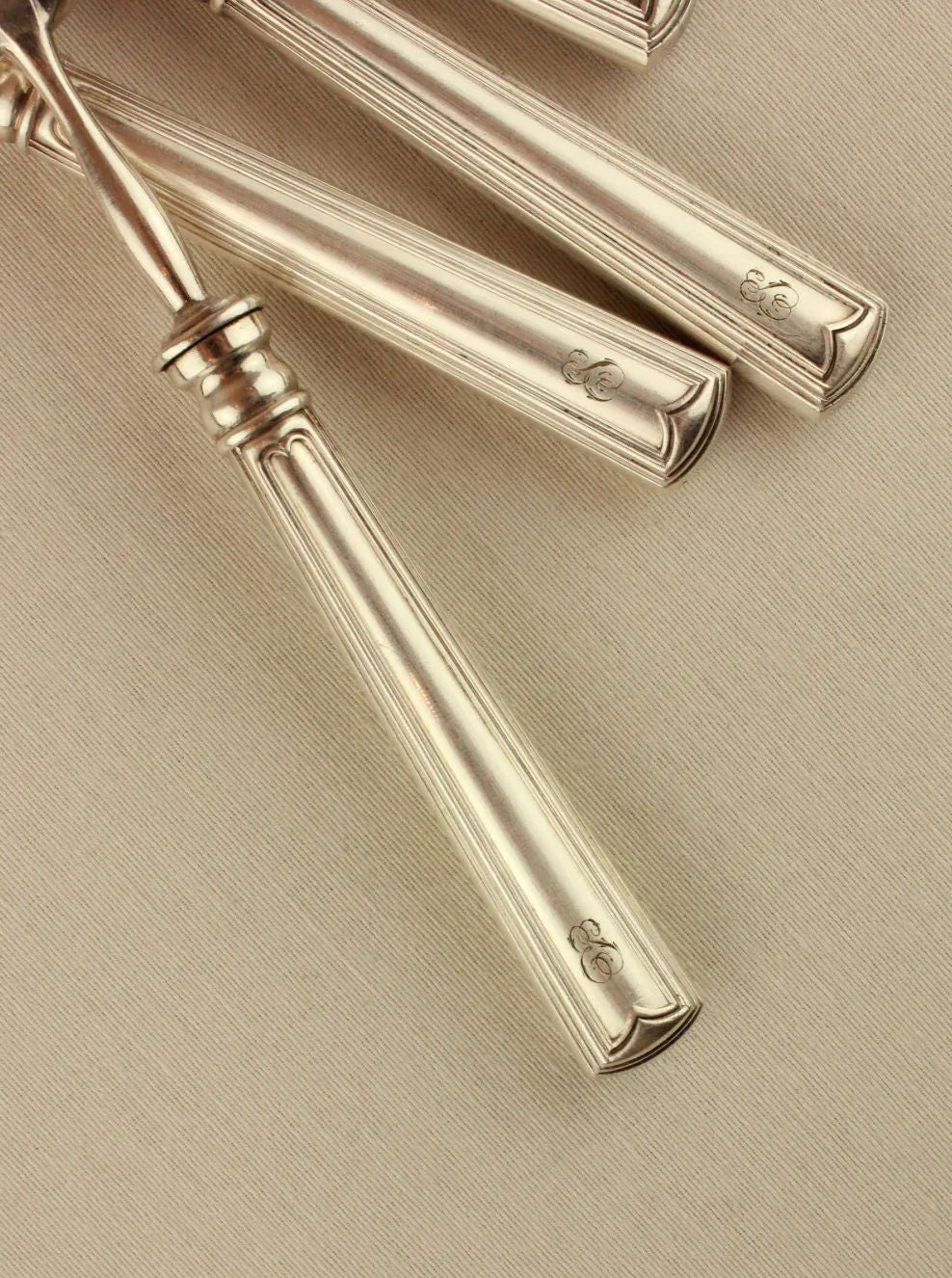 Luxurious silver-plated metal cutlery set for fine dining experience