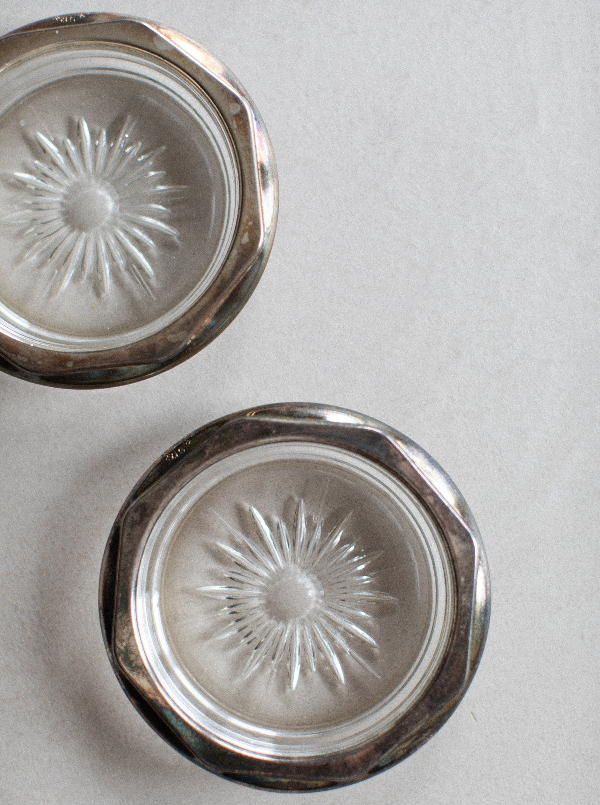 Set of 4 elegant glass coasters with cork backing for table protection